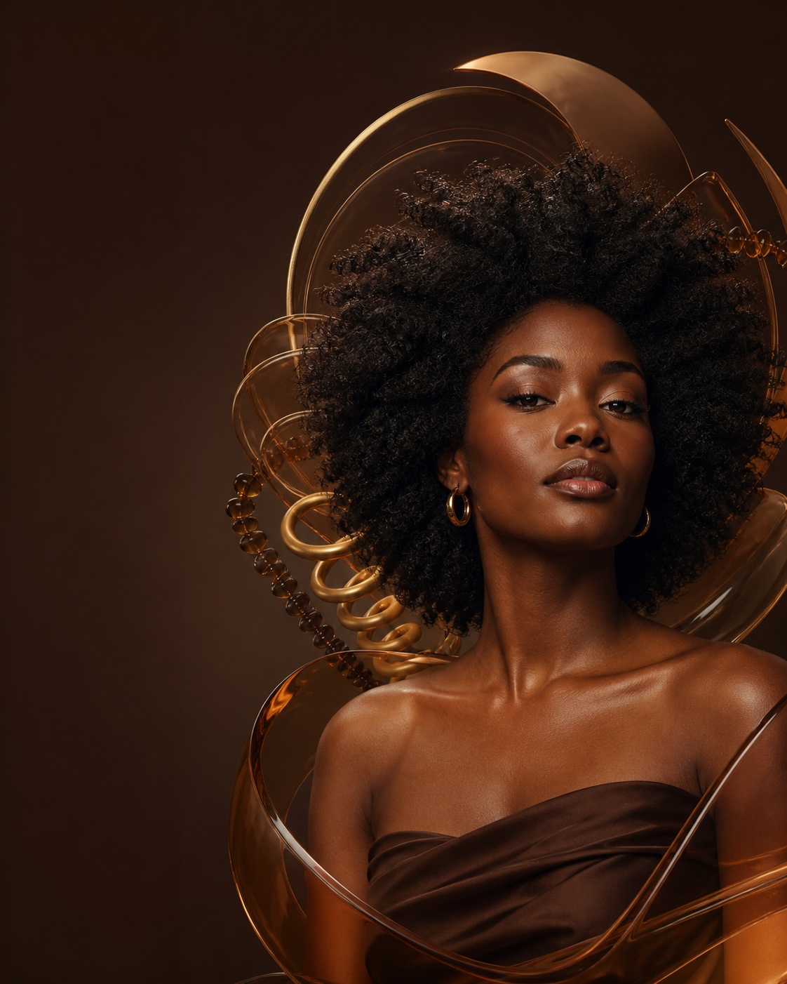 Femme noire portant ses cheveux afro naturels dans l’univers beauté KROWN